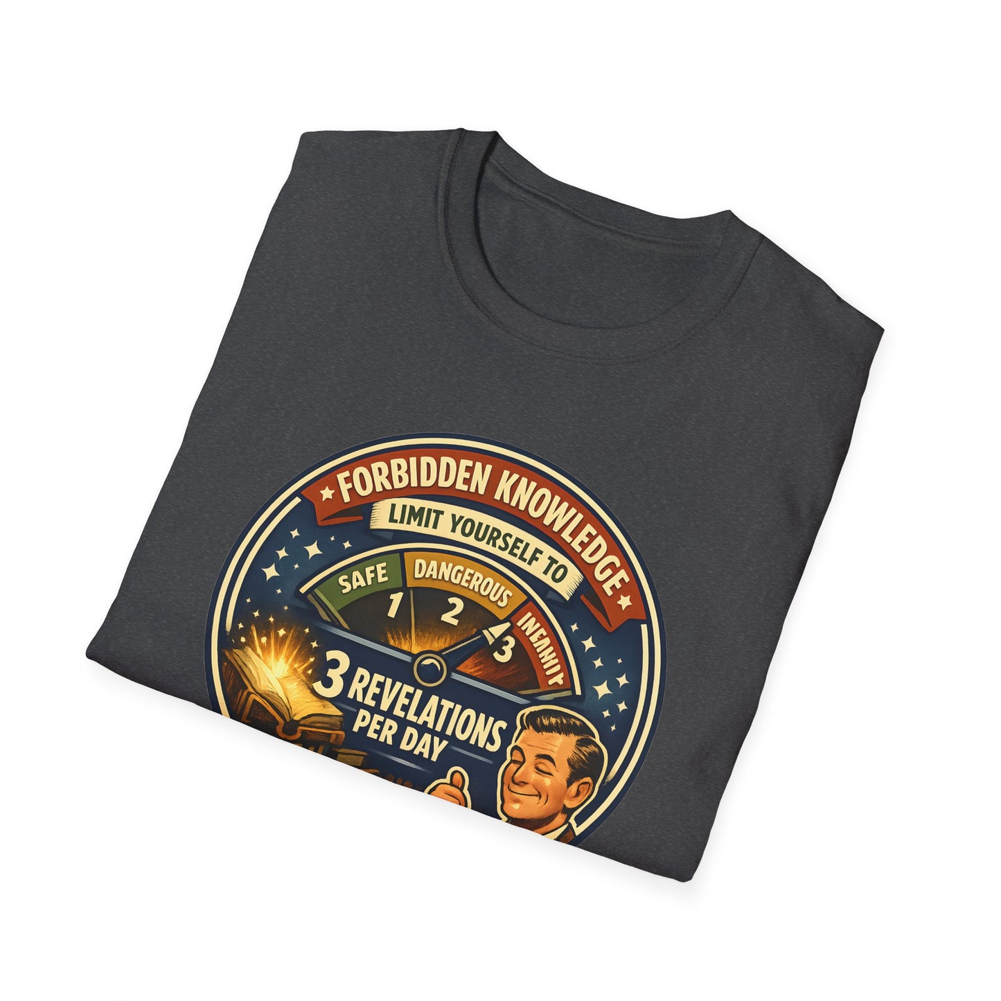 Forbidden Knowledge Meter Vintage Humor Tee