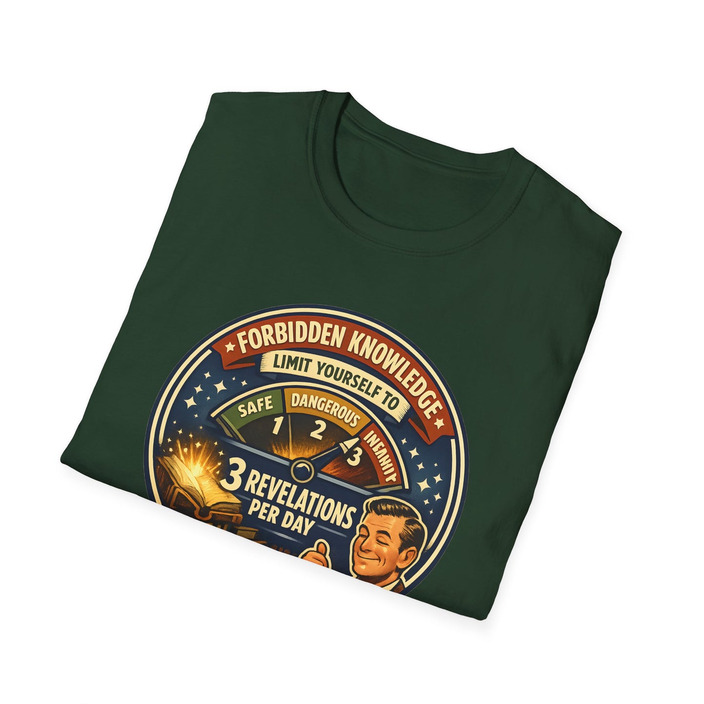 Forbidden Knowledge Meter Vintage Humor Tee