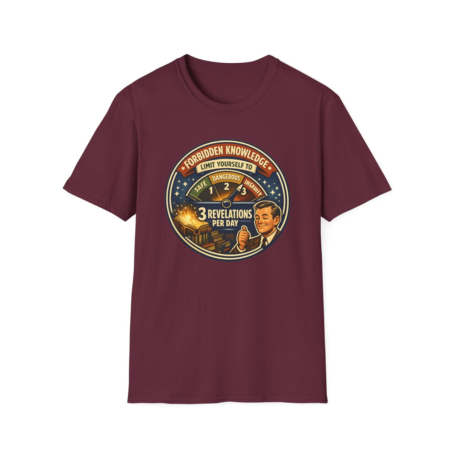 Forbidden Knowledge Meter Vintage Humor Tee