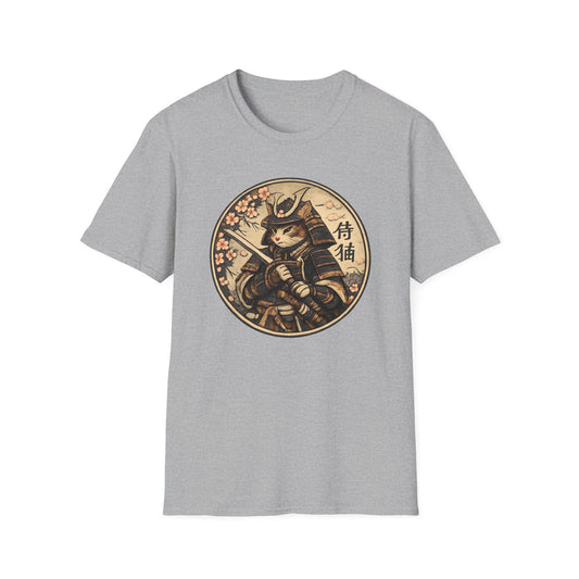 Samurai Cat Warrior Cherry Blossom Tee