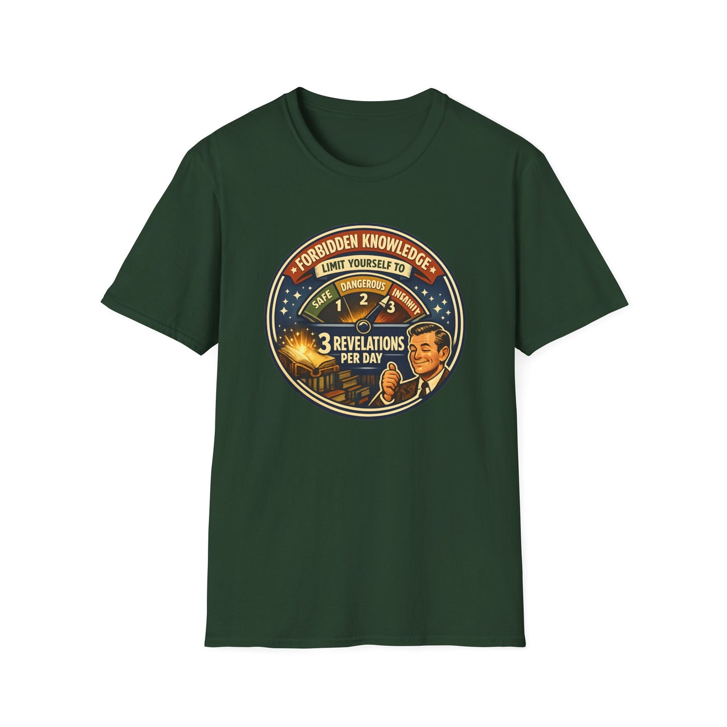 Forbidden Knowledge Meter Vintage Humor Tee